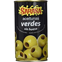 Sarasa Aceitunas Verdes Manzanilla sin Hueso - Paquete de 12 x 350 gr - Total: 4200 gr